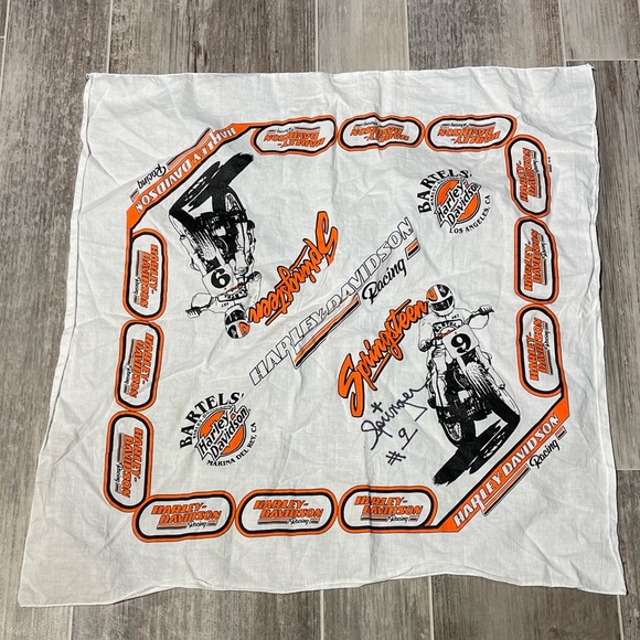 Harley-Davidson Other - Vintage Harley Davidson Racing Handkerchief White #9 Springsteen